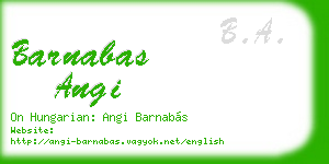 barnabas angi business card